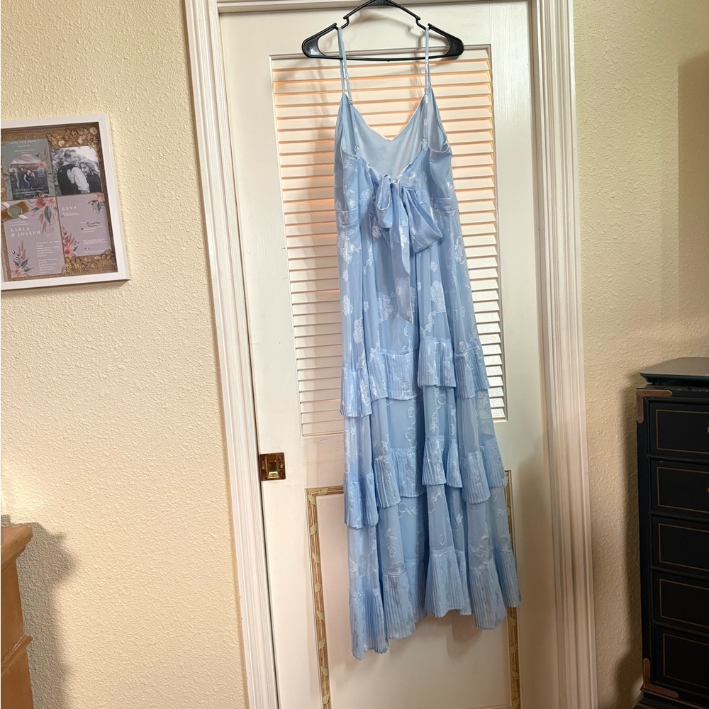 Light Blue Floral Tiered Slip Dress - Picture 2 of 4